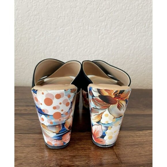 Spring Step Wedge Floral Black faux suede Sandals Womens 8/38 Comfort - Picture 4 of 6